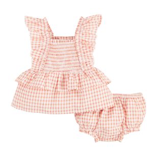 Gingham Smocked Pinafore Set