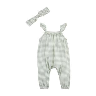 Green Gingham Baby Longall